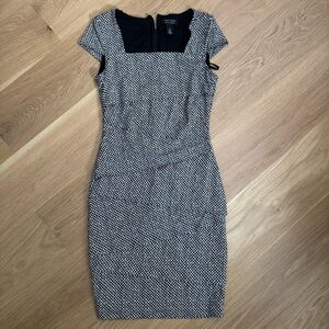 White House Black Market Black and White Fitted Mini Dress